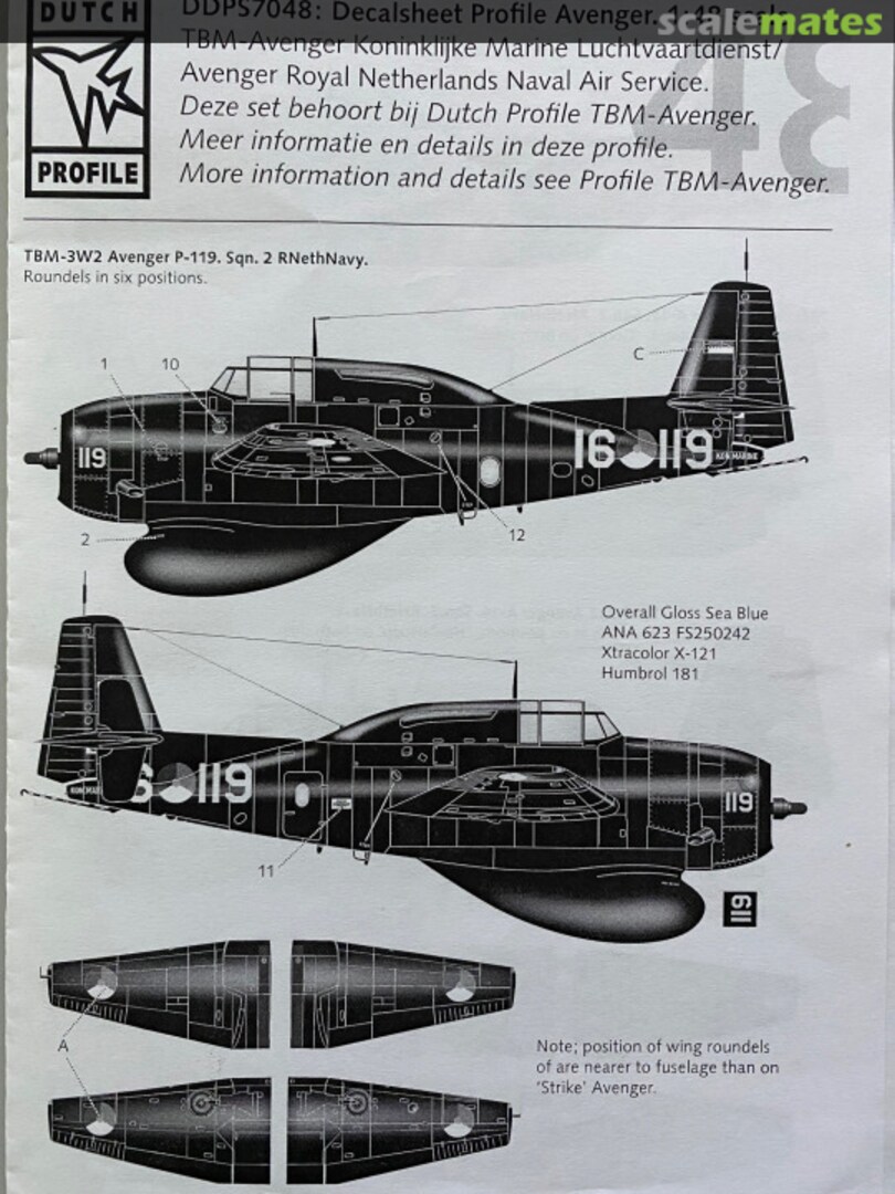 Boxart TBM-Avenger Koninklijke Marine Luchtvaartdienst DDPS7048 Dutch Profile