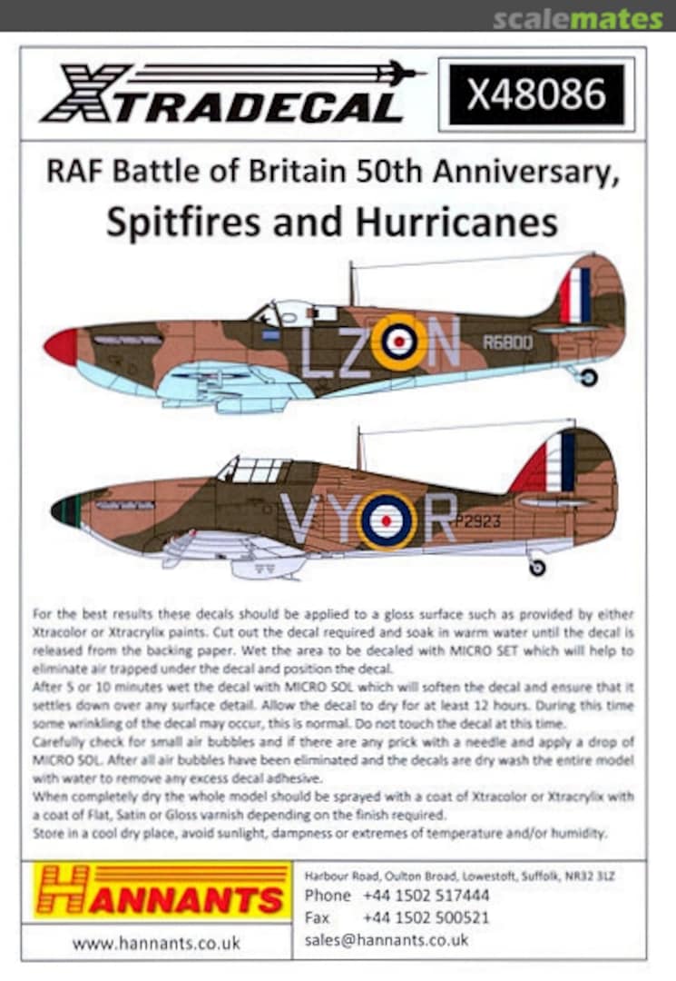 Boxart RAF Battle of Britain 50th Anniversary X48-086 Xtradecal