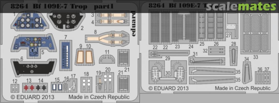 Boxart Bf 109E-7 Trop PE-set 8264-LEPT Eduard