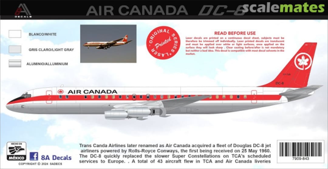 Boxart Air Canada Douglas DC-8 A 40 Series 7909-843-144-A40 8aDecs