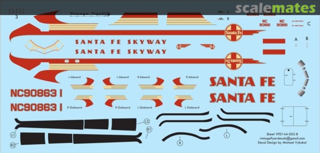 Boxart DC-4 Santa Fe Skyway VFD072-052 Vintage Flyer Decals