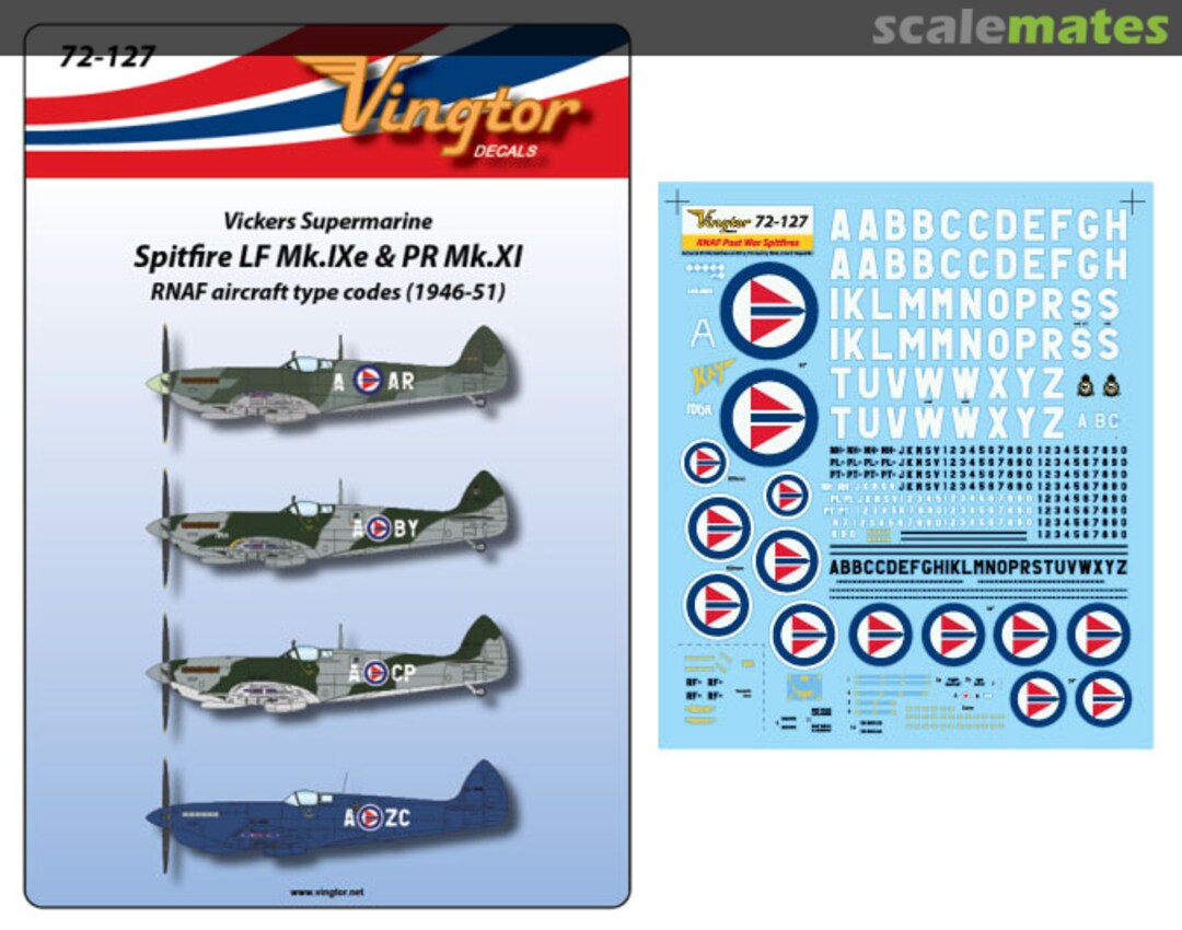 Boxart Spitfire LF Mk.IXe & PR Mk.XI 72-127 Vingtor Decals