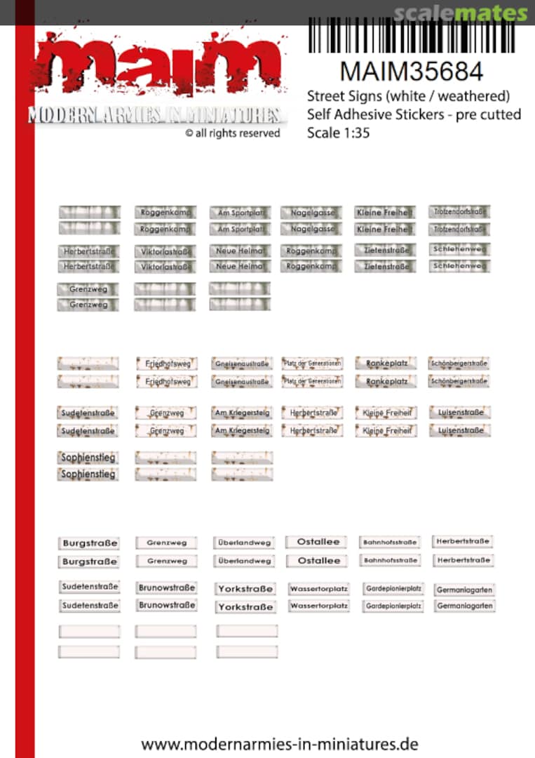 Boxart Street Signs (white / weathered) MAIM35684 MAiM