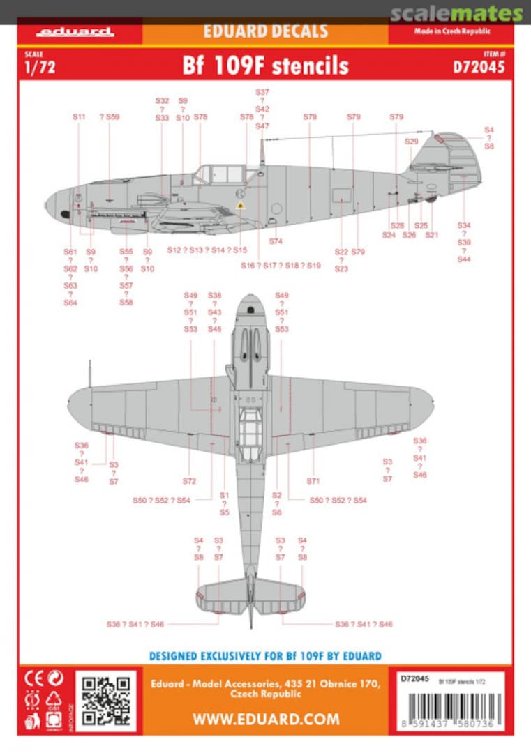 Boxart Bf 109F stencils D72045 Eduard