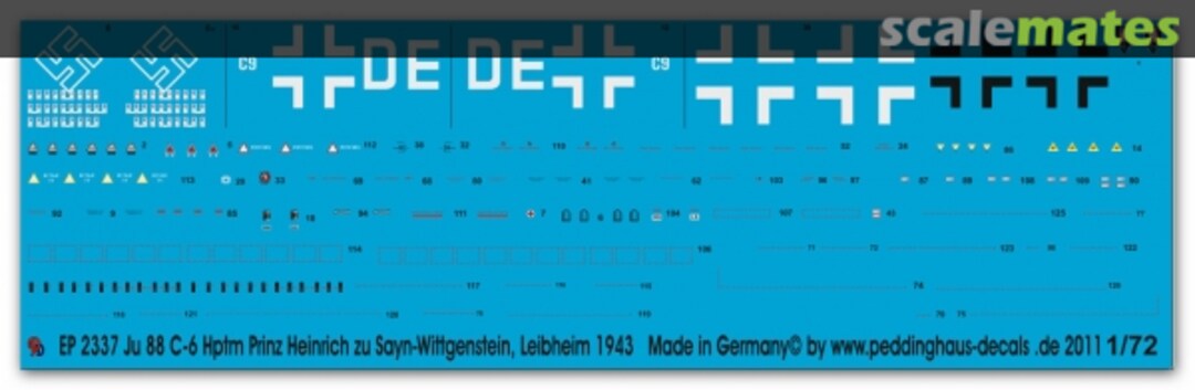 Boxart Ju 88 C-6 Hptm Prinz Heinrich zu Sayn-Wittgenstein IV/ NJG 5 Leipheim 1943 EP 2337 Peddinghaus-Decals