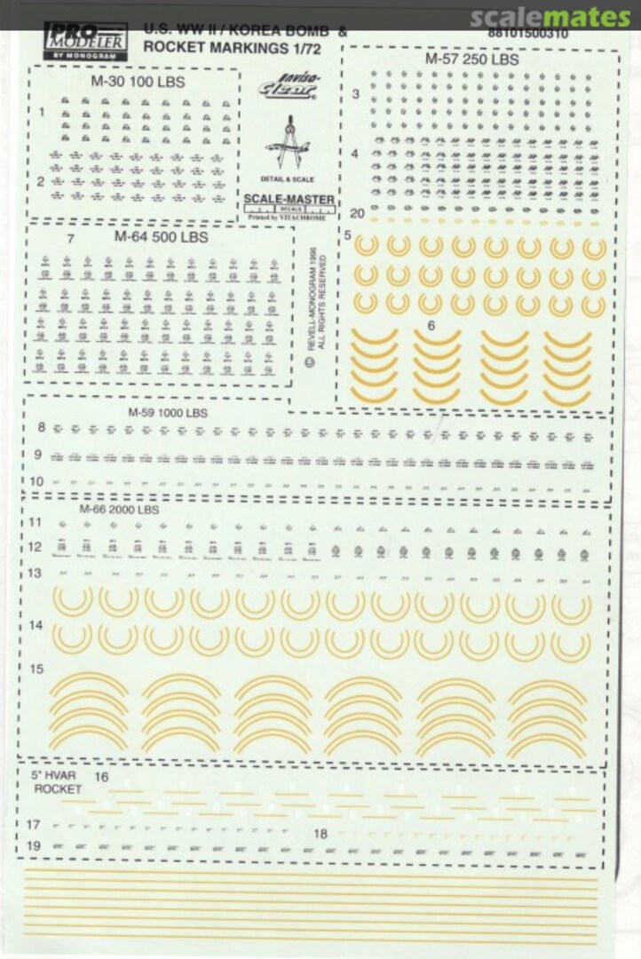 Boxart U.S. WW II / Korea Bomb & Rocket Markings 88101500310 Pro Modeler