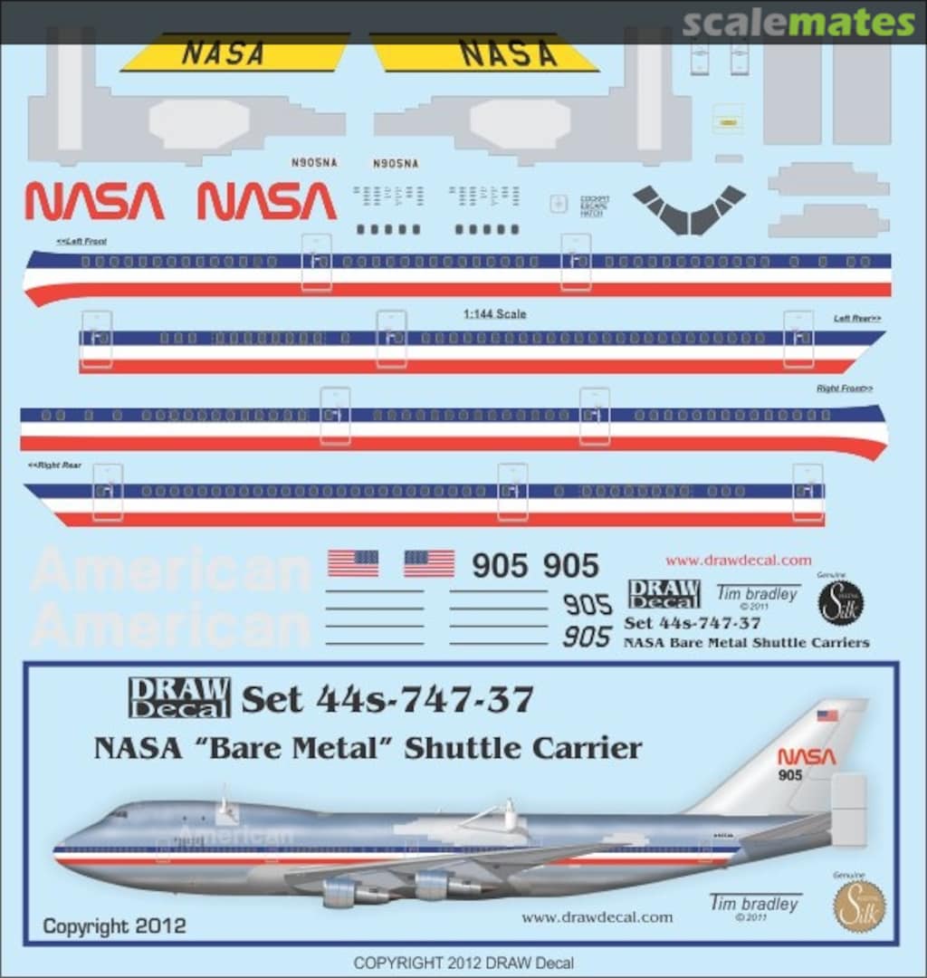 Boxart NASA Bare Metal Shuttle Carrier 747 44s-747-37 Draw Decal