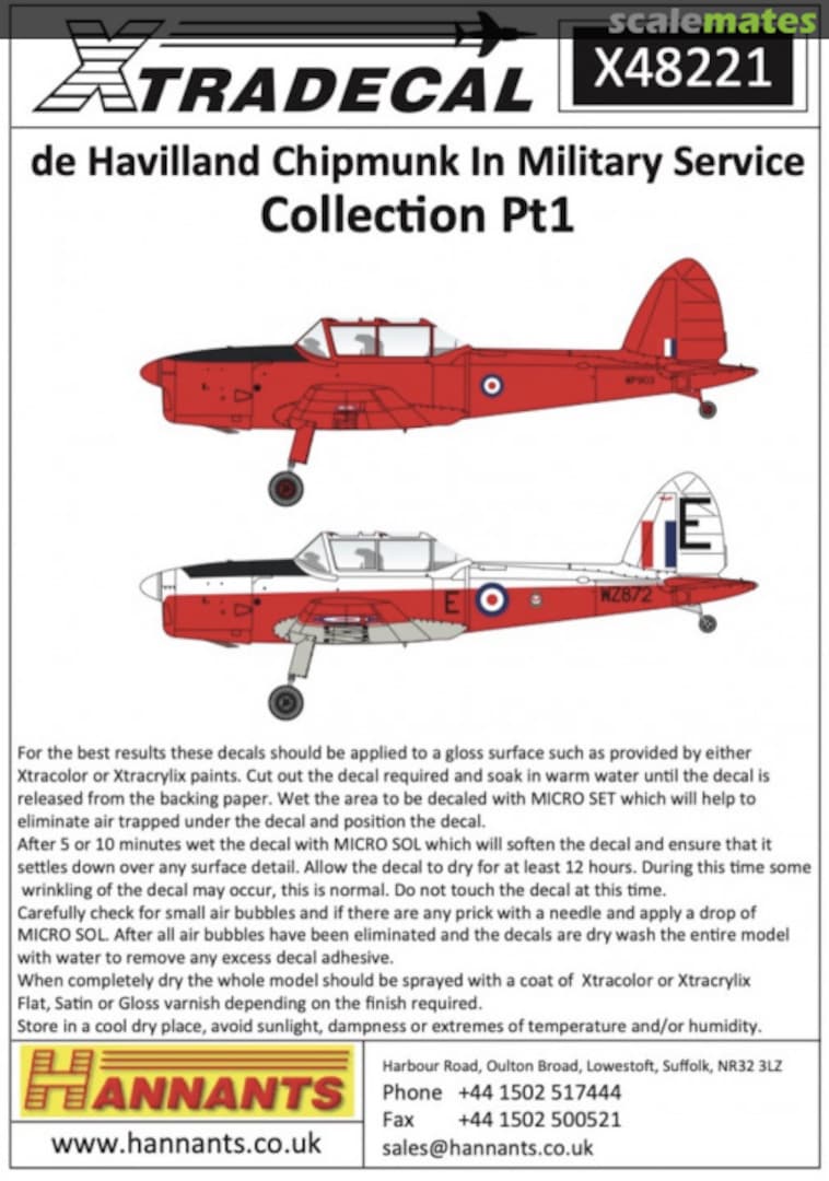 Boxart de Havilland Chipmunk In Military Service X48221 Xtradecal