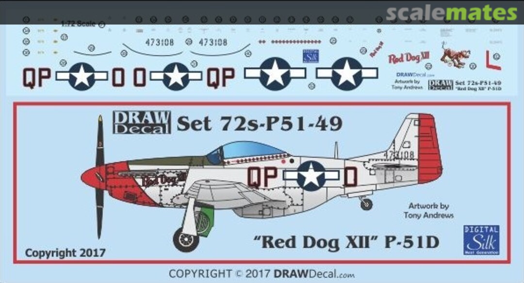 Boxart P-51D “Red Dog XII” 72-P51-49 Draw Decal