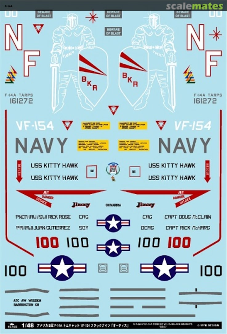 Boxart U.S. Navy F-14A Tomcat VF-154 Black Knights OTIS A-48032 MYK Design