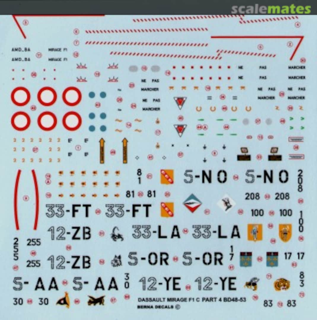 Boxart Dassault Mirage F1 C BD 48-53 Berna Decals