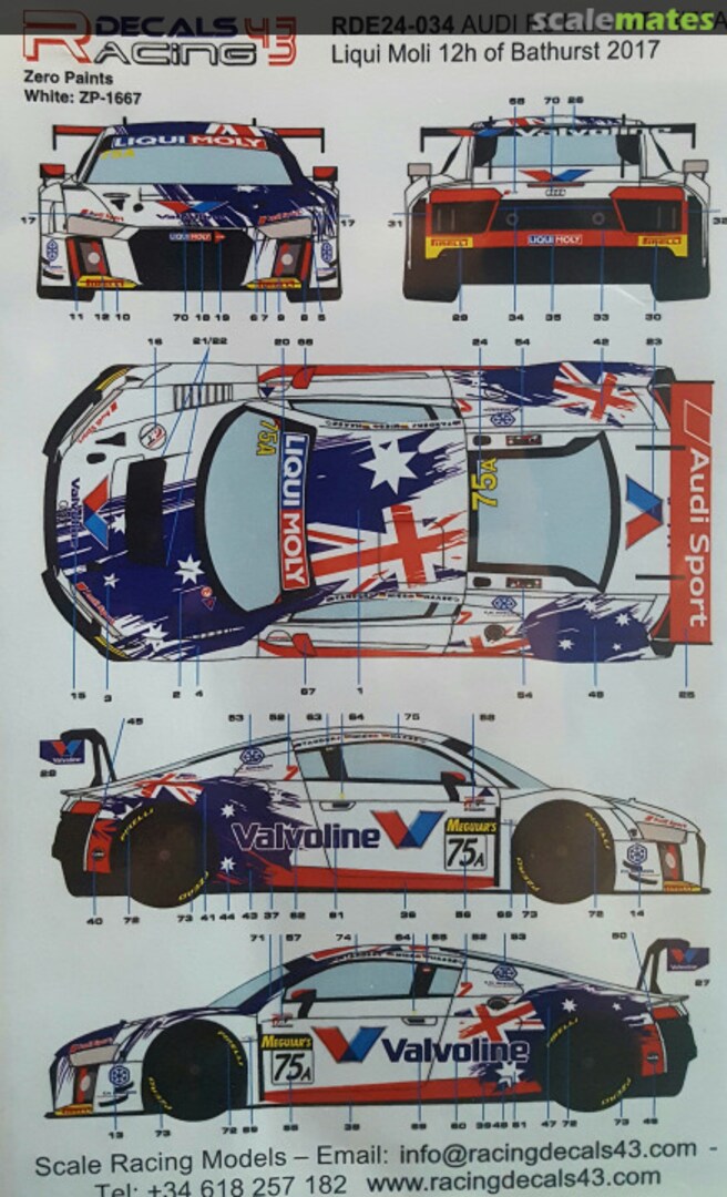 Boxart Audi R8 LMS GT3 #75A Liqui Moly 12h of Bathurst 2017 RDE24-034 Racing Decals 43