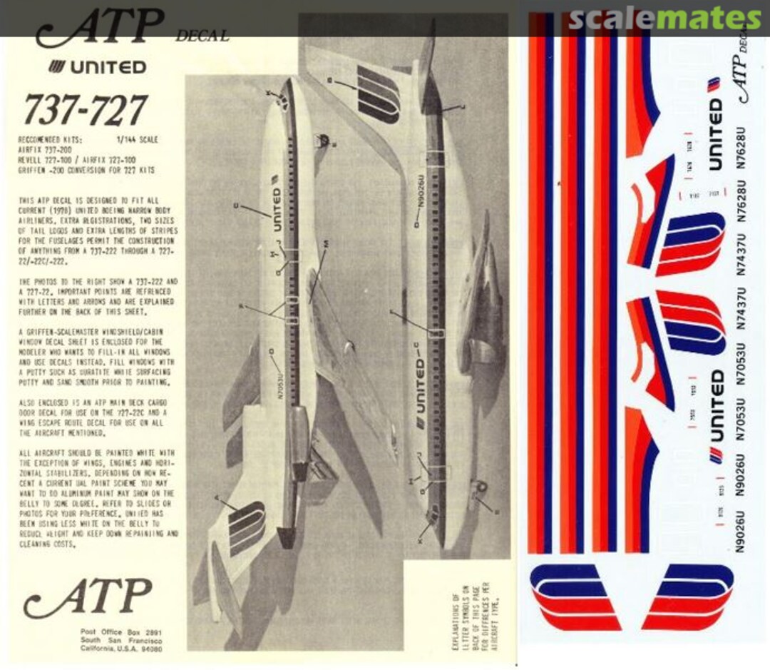 Boxart United (1980s) Boeing 727 / 737 AD7280 ATP Airliners America