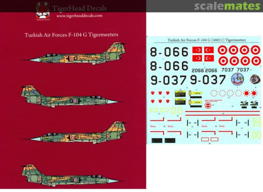 Boxart Turkish Air Forces F-104G: Tigermeeters 48011 TigerHead Decals