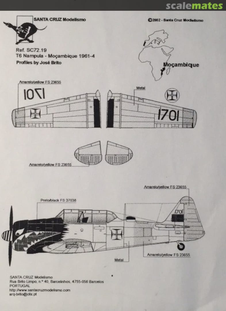 Boxart T-6 Nampula, Moçambique 1961-4 SC72.19 Santa Cruz Modelismo