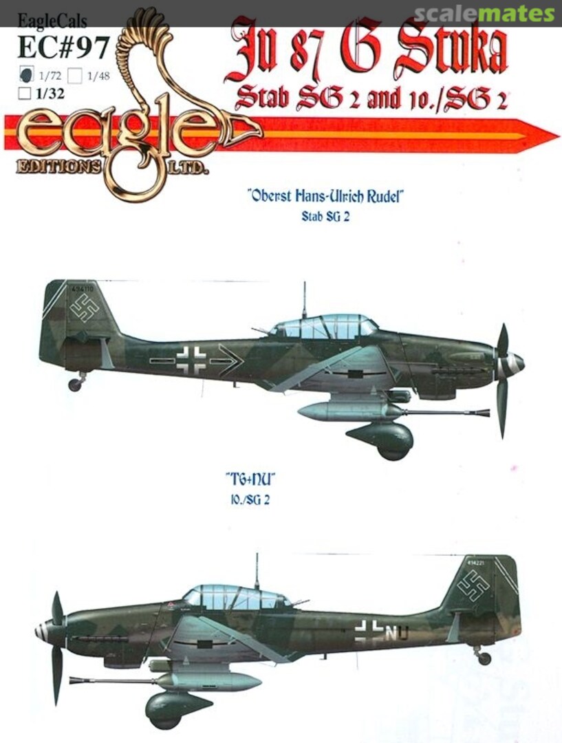 Boxart Ju 87 G-1/G-2 EagleCals EC72-98 Eagle Editions