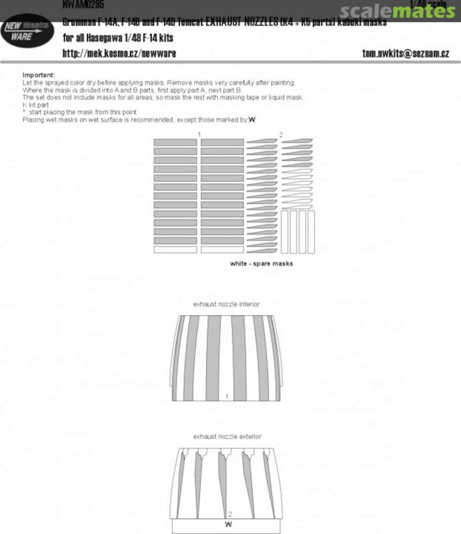 Boxart F-14 A/B/D Tomcat EXHAUST NOZZLES (K4+K5 parts) kabuki masks NWAM0285 New Ware