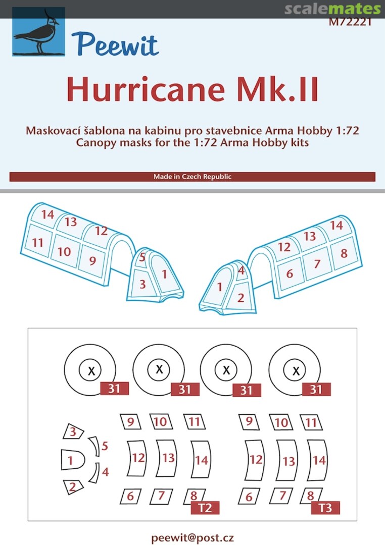 Boxart Canopy Mask: Hurricane Mk.II - Arma Hobby - M72221 Peewit