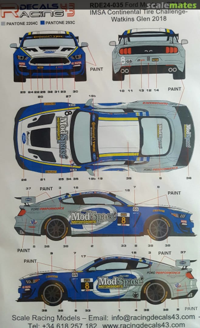 Boxart Ford Mustang GT4 #8 IMSA Continental Tire Challenge RDE24-035 Racing Decals 43