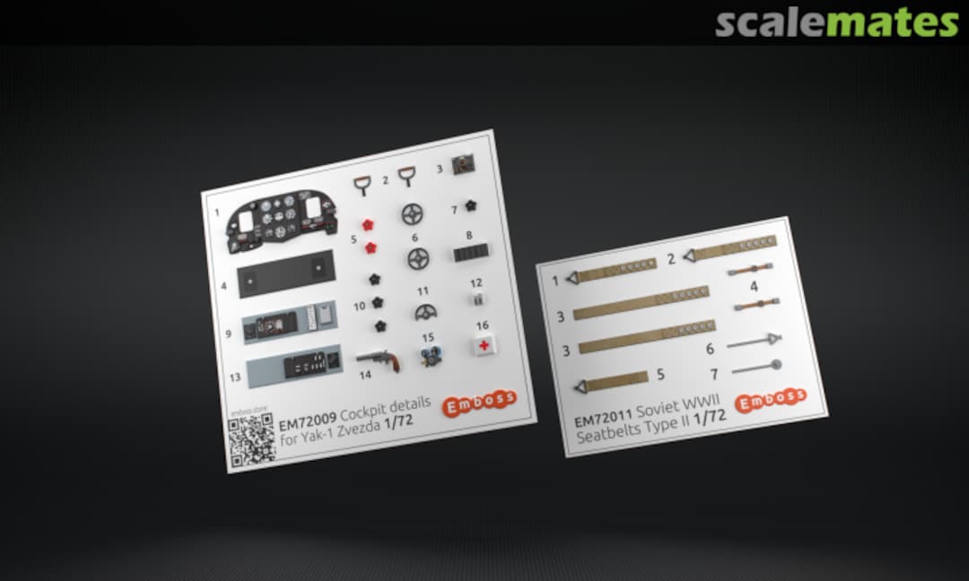 Boxart Cockpit details for Yak-1 Zvezda EM72009 Emboss