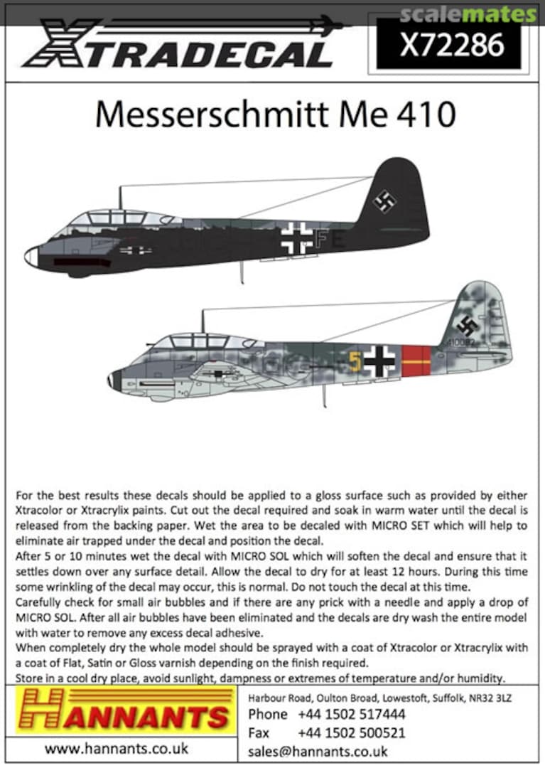 Boxart Messerschmitt Me 410 X72286 Xtradecal