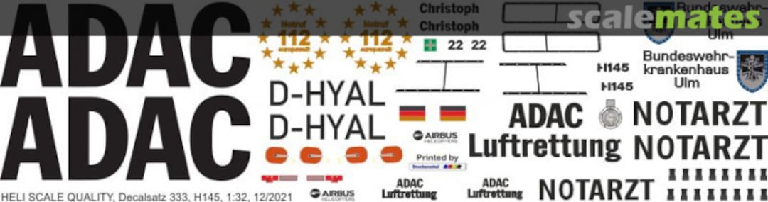 Boxart H145 / EC 145T2 - ADAC - D-HYAL - BwKh Ulm Decal 333 Heli Scale Quality