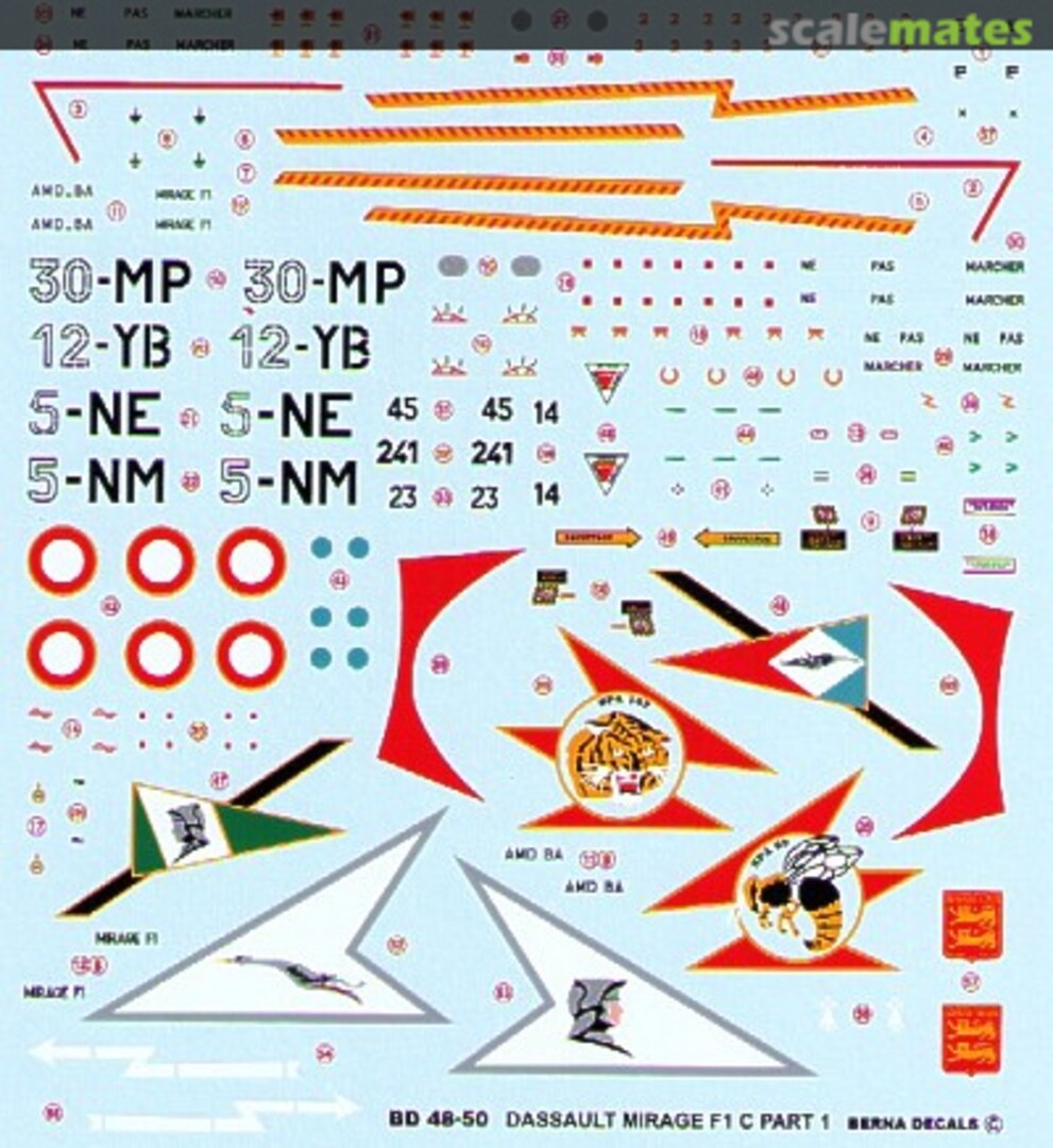 Boxart Dassault Mirage F1 C BD 48-50 Berna Decals