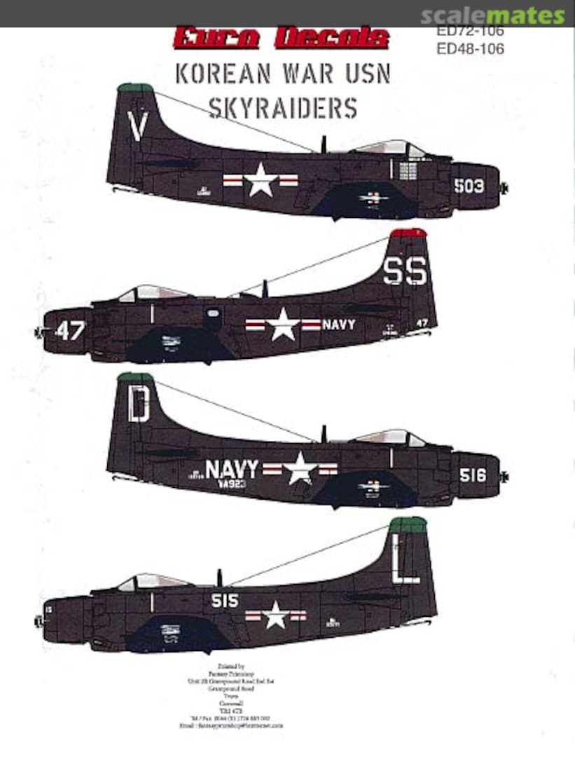 Boxart Korean War USN Skyraiders ED48-106 Euro Decals