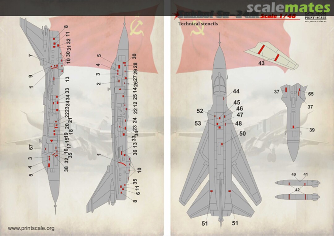 Boxart Su-24M technical stencils 48-098 Print Scale