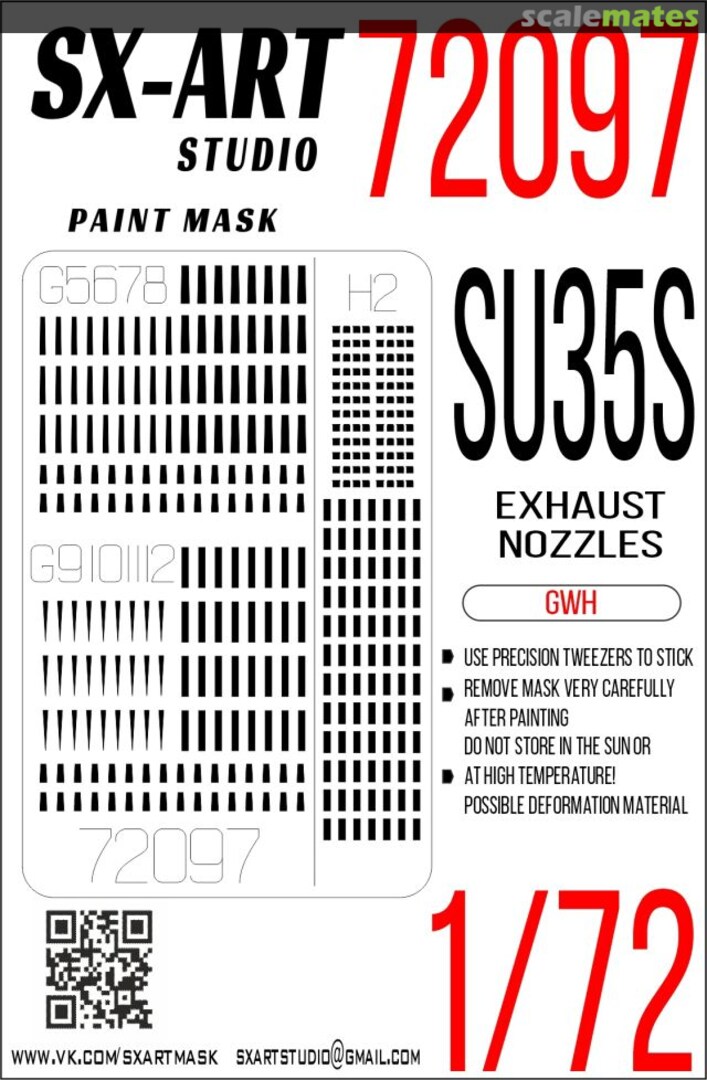 Boxart SU35S Exhaust Nozzles masks 72097 SX-Art