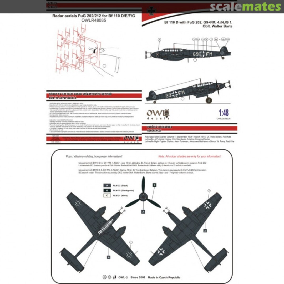 Boxart Bf 110 D with FuG 202 - G9+FM, 4./NJG 1 OWDS 48036 AML