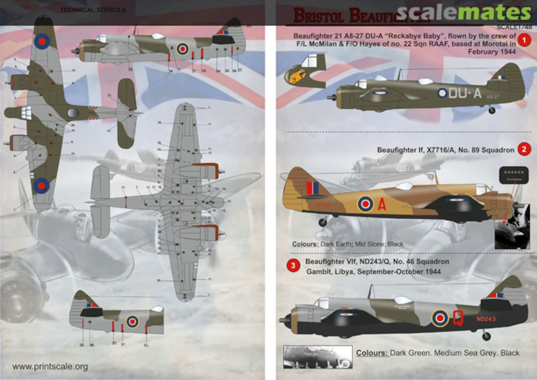 Boxart Bristol Beaufighter 48-062 Print Scale