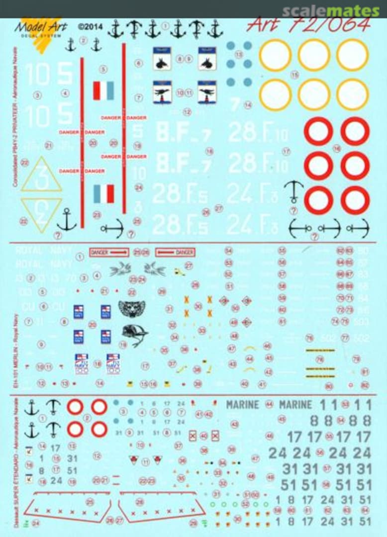 Boxart PB4Y-2 Privateer - EH-101 Merlin HM.1 - Super Etendard 72/064 Model Art Decal System