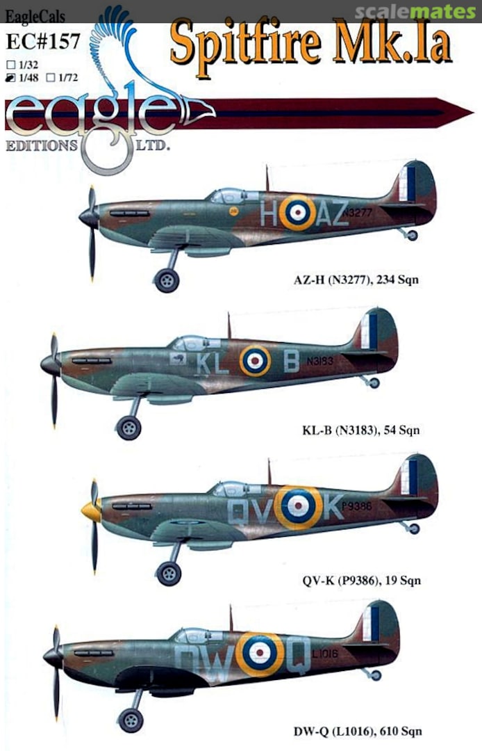 Boxart Spitfire Mk.Ia EagleCals EC48-157 Eagle Editions