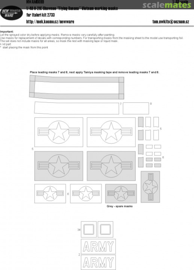 Boxart H-21C Shawnee Vietnam marking masks NWAM0099 New Ware