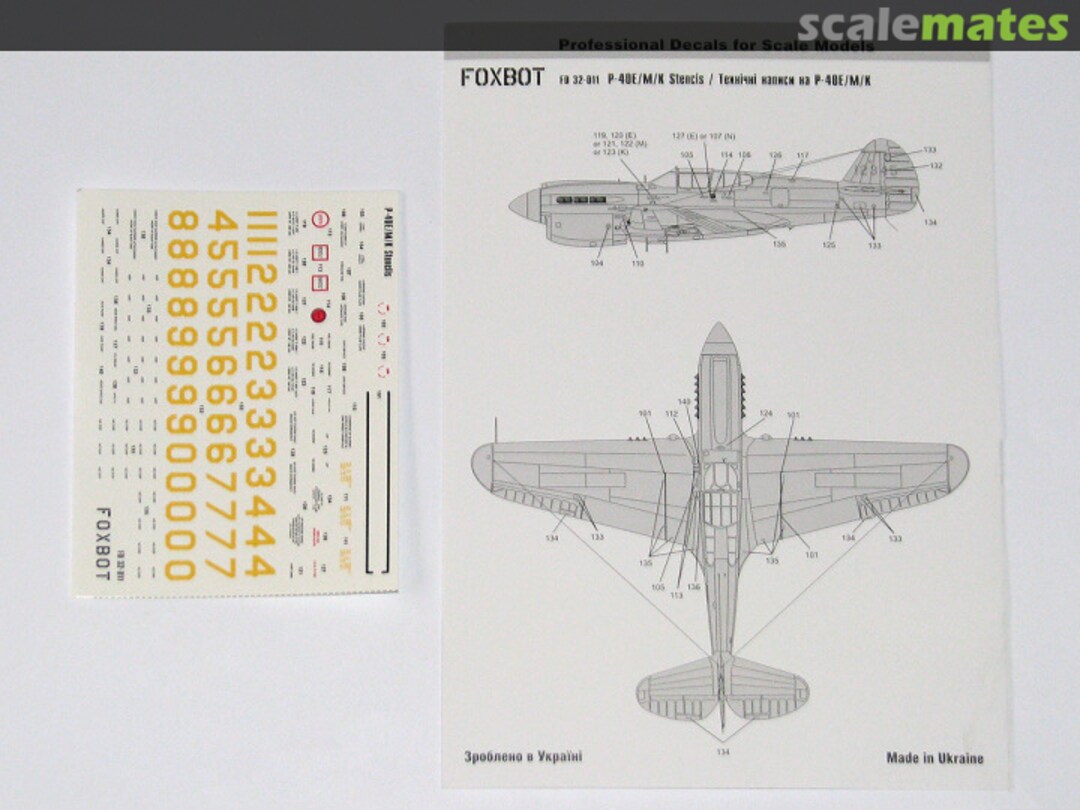 Boxart P-40E/M/K Stencils 32-011 Foxbot