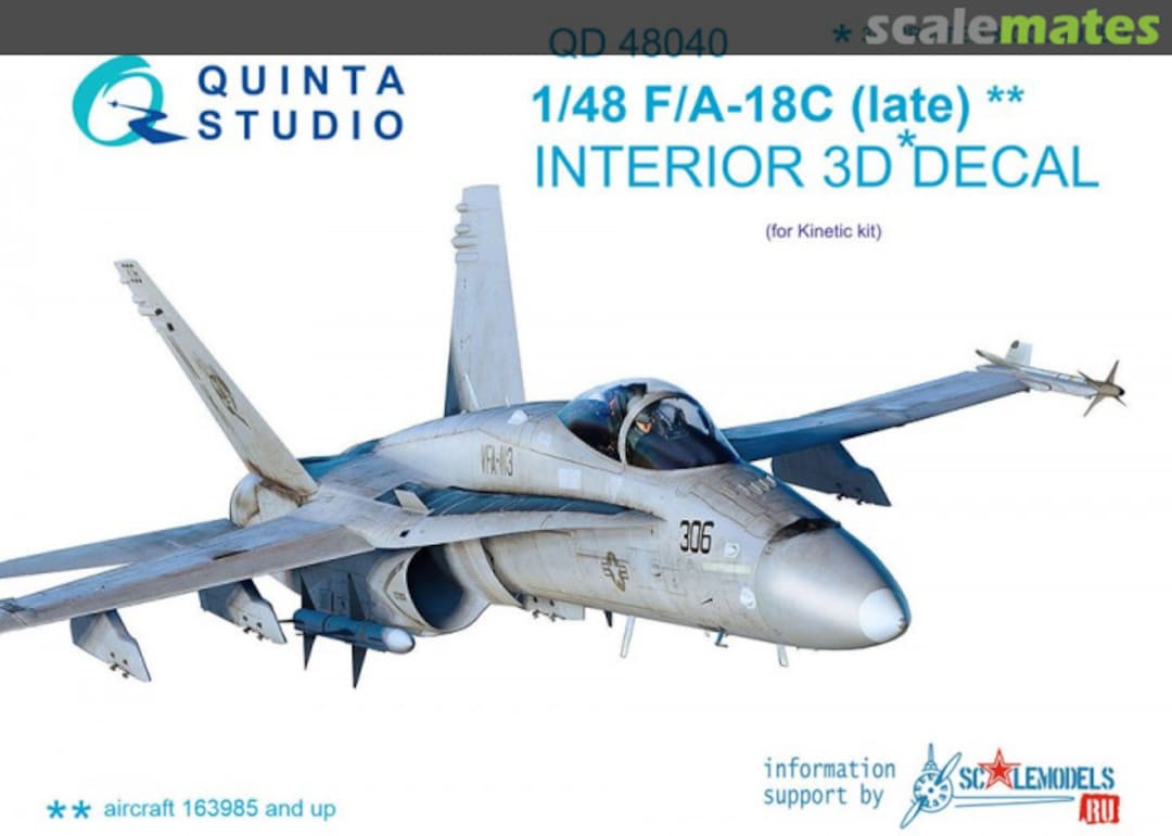 Boxart F/A-18C (Late) Interior 3D decal for aircraft 163985 and up QD48040 Quinta Studio