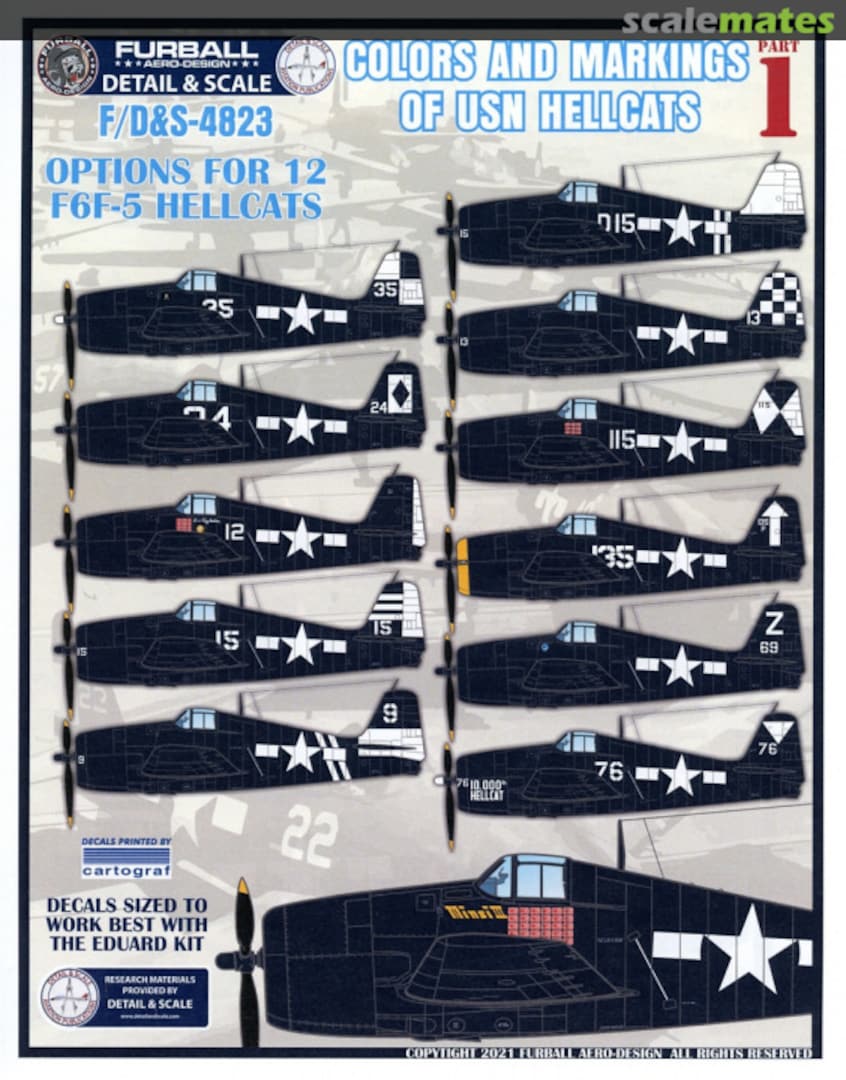 Boxart Colors and Markings of USN Hellcats F/D&S-4823 Furball Aero-Design