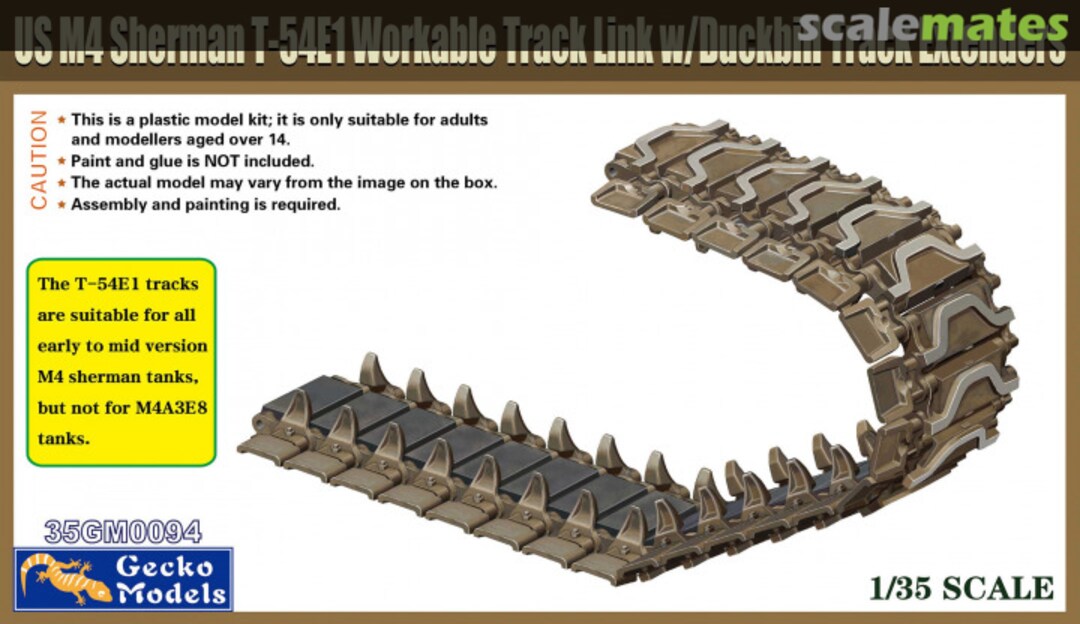 Boxart US M4 Sherman T-54E1 Workable Track Link w/ Duckbill Track Extenders 35GM0094 Gecko Models