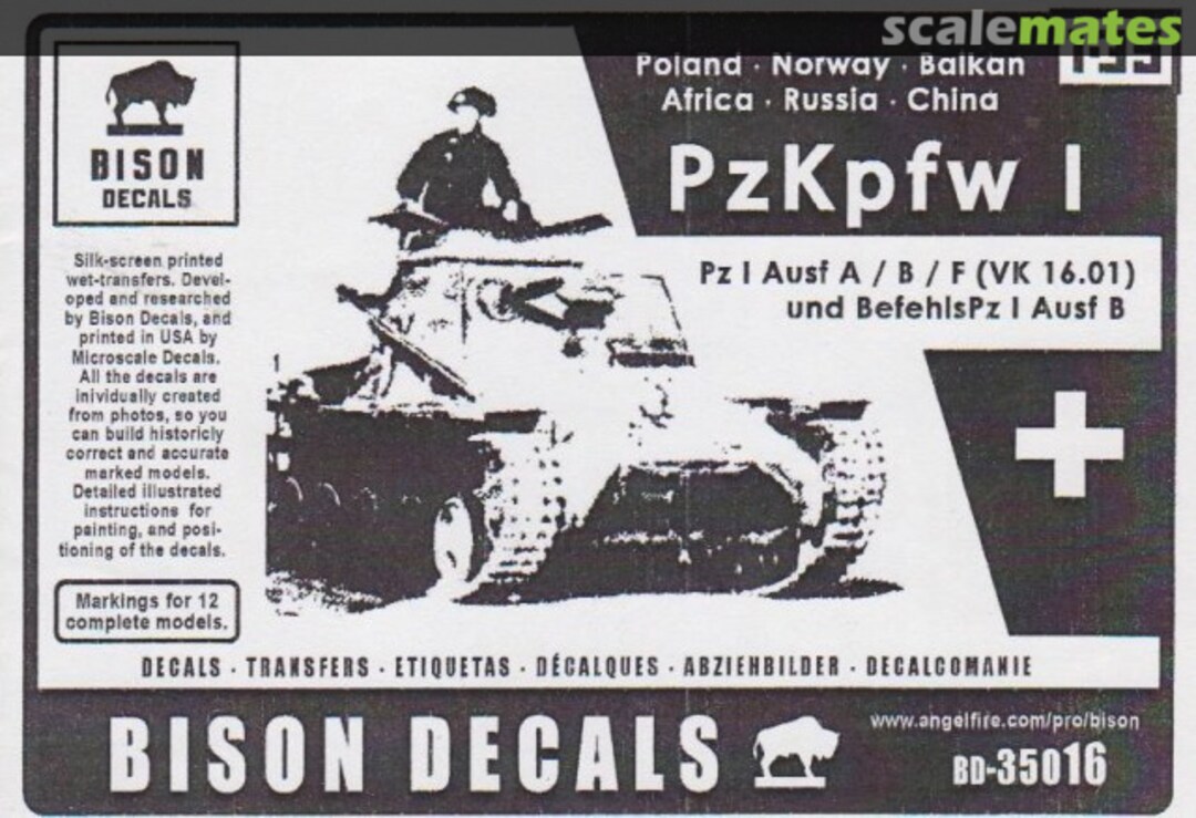 Boxart PzKpfw I BD-35016 Bison Decals