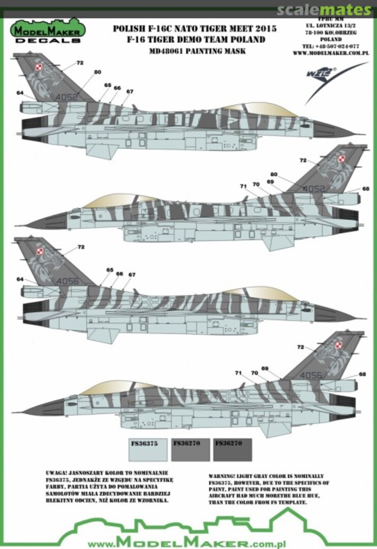 Boxart Polish F-16C Nato Tiger Meet 2015 F-16 Tiger Demo Team Poland MD32061 ModelMaker