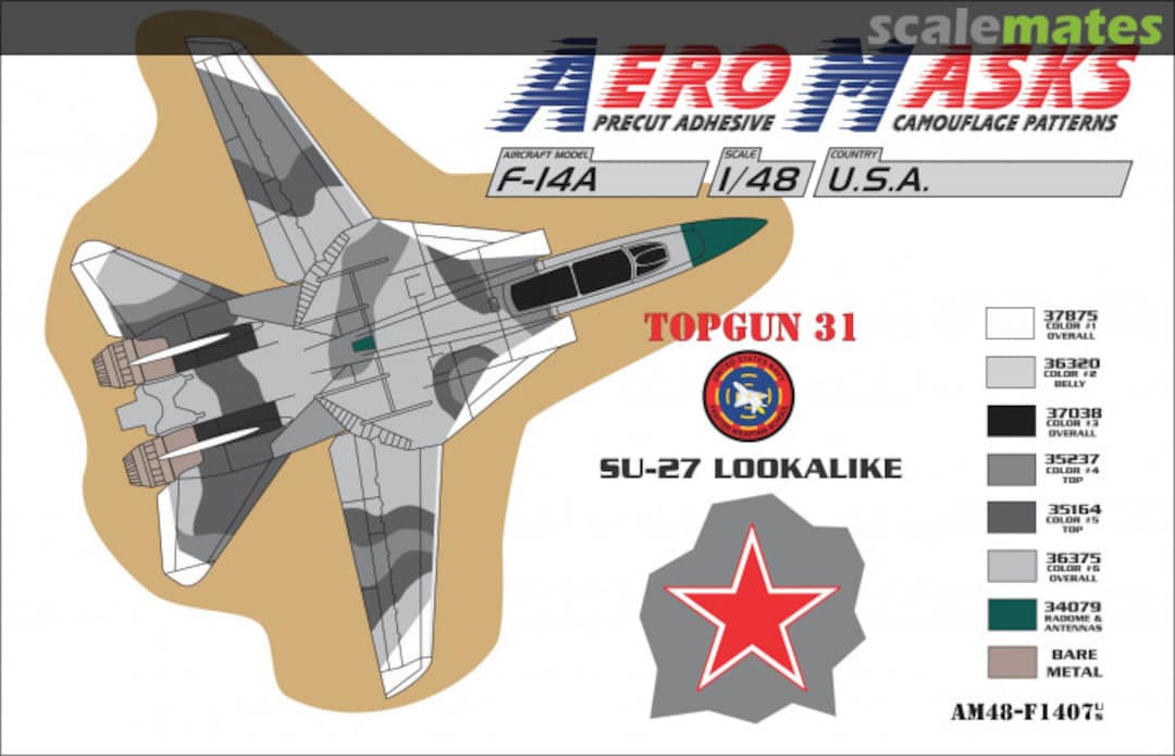 Boxart F-14A USA TopGun 31 Su-27 Lookalike AM48-F1407 AeroMasks