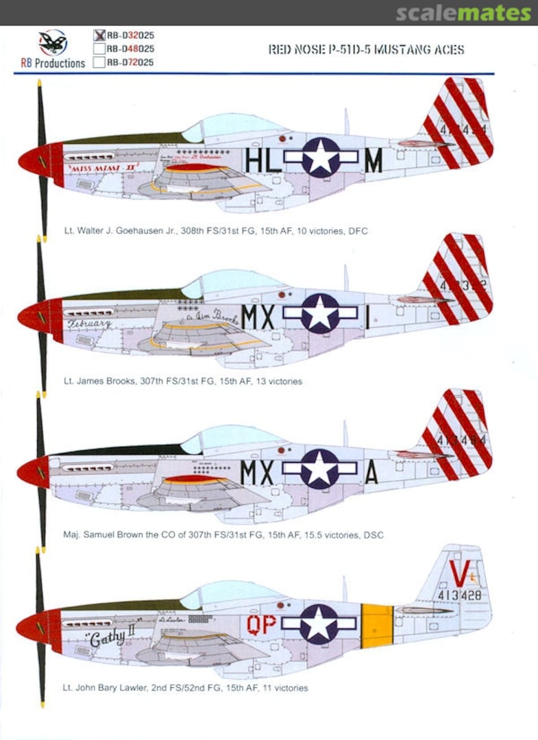 Boxart Red Nose P-51D-5 Mustang Aces RB-D32025 RB Productions