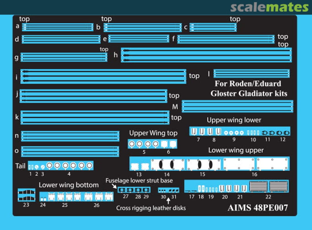 Boxart Gloster Gladiator bracing wires+ other wing & tail details 48PE007 AIMS