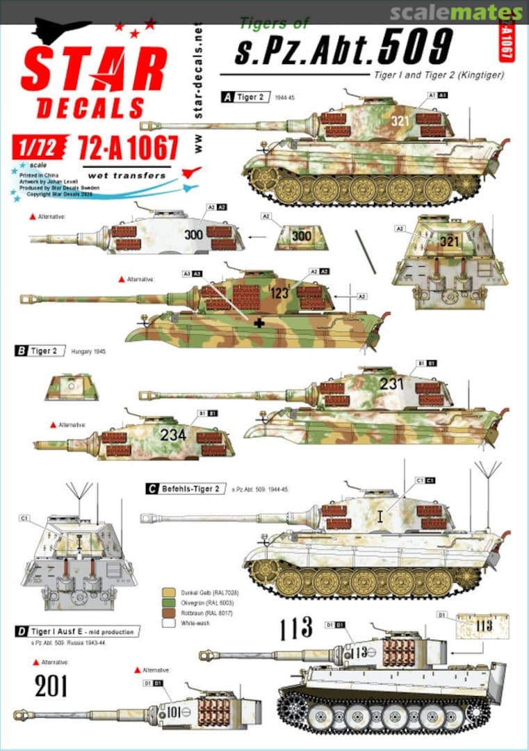 Boxart Tigers of sPzAbt 508. 72-A1067 Star Decals