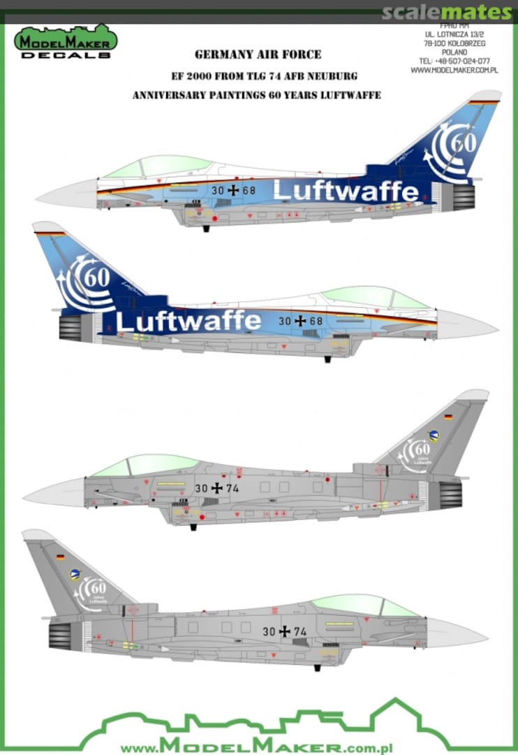 Boxart Eurofighter Typhoon 60 Years Luftwaffe TLG 74 mask + decal MD32080 ModelMaker