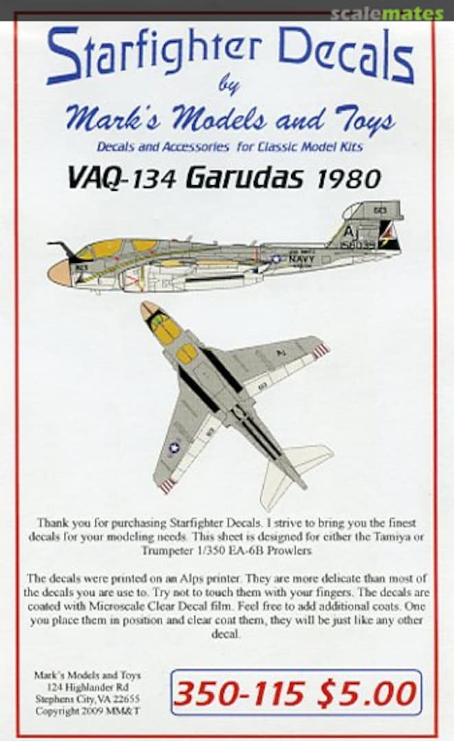 Boxart VAQ-134 Garudas 1980 350-115 Starfighter Decals