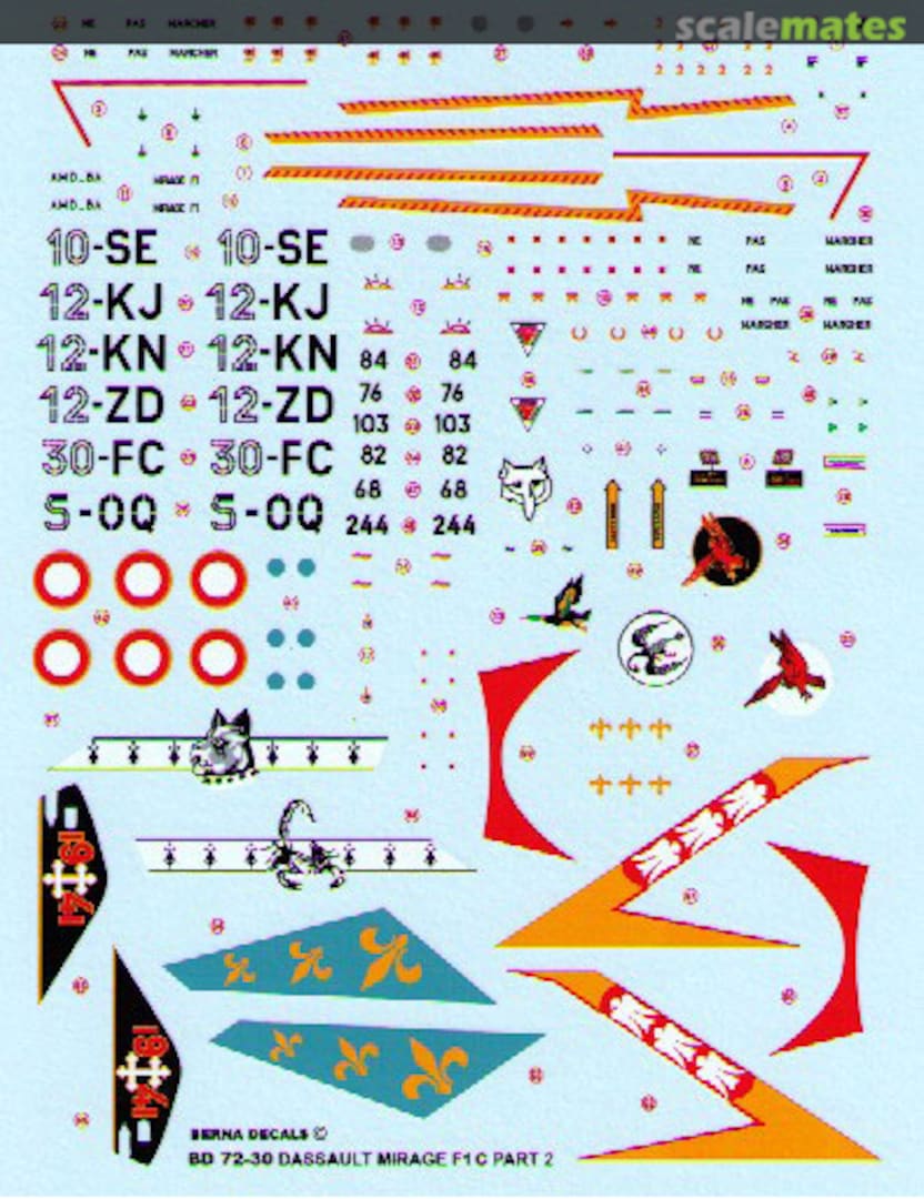 Boxart Dassault Mirage F1 C BD 72-30 Berna Decals