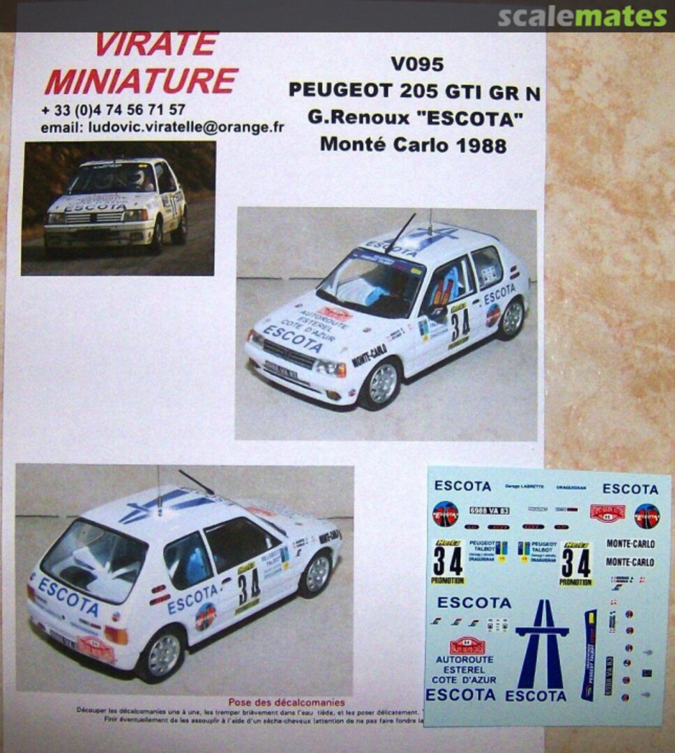 Boxart Peugeot 205 GTI 1.9 "ESCOTA" V095 Virate Miniature