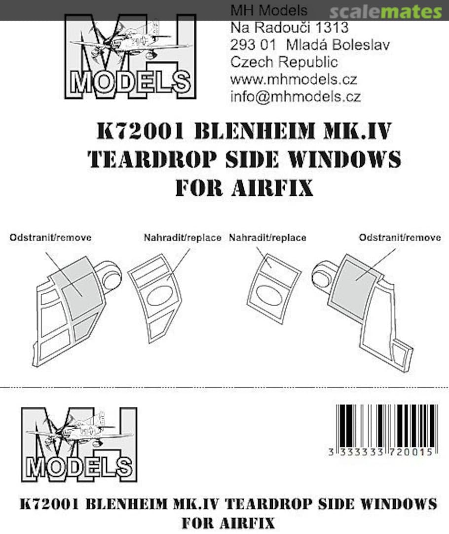 Boxart Blenheim Mk.IV Teardrop Side Windows K72001 MH Models